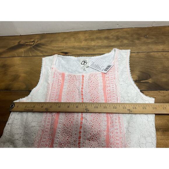 Anthropologie One September Lined Lace Embroidered Tank Top White Orange M NWT - Picture 7 of 9